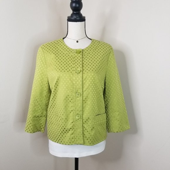 Scott Taylor Jackets & Blazers - Scott Taylor jacket pear green all occasion jacquard patterned cropped blazer M